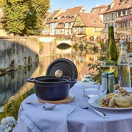 staub La Cocotte Round 40509-480 Pico Cocotte Round Black 6.3 inches (16 cm) Small, Both Handed Casting, Enameled Pot, Induction Compatible, Japanese Authentic Product