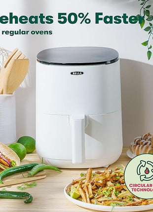 BELLA 2.9QT Touchscreen Air Fryer, No Pre-Heat Needed, No-Oil Frying, Fast Healthy Evenly Cooked Meal Every Time, Dishwasher Safe Non Stick Pan and Crisping Tray for Easy Clean Up, Matte White
