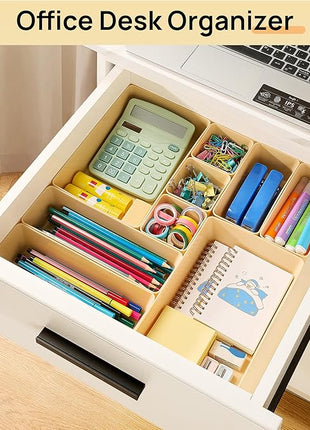 Vtopmart 25 PCS Plastic Drawer Organizers Set, 4-Size Versatile Bathroom and Vanity Drawer Organizer Trays, Storage Bins for Makeup, Bedroom, Kitchen Gadgets Utensils and Office