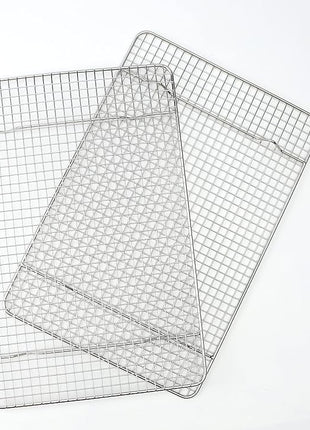 Spring Chef 10" x 15" Stainless Steel Cooling Racks for Baking - Oven Safe - Cookie Racks for Cooling Cookies - Fits Jelly Roll Pan - Perfect for Grilling, Roasting, Cooking, Drying - Set of 2
