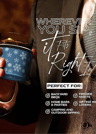 asobu Whiskey Sleeve Glass – Insulated Bourbon Tumbler with Premium Rocks Glass, BPA-Free, Double-Wall Stainless Steel, Keeps Drinks Cold Longer, 10.5oz