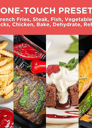 BLACK+DECKER Purifry 6QT Air Fryer, Timer with Auto Shut-off and Shake Reminder, Digital LED Touchscreen and 9 Presets, 1500w up to 400 F, Dishwasher Safe Parts