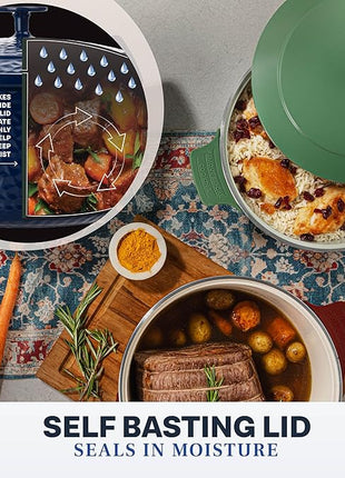 Gotham Steel Hammered 5 Qt Lightweight Dutch Oven Pot with Lid & Holders, Ceramic Non Toxic, Oven Safe & Even Heat Retaining Dutch Oven for Bread Baking Sourdough, Soup, 70% Lighter than Cast Iron