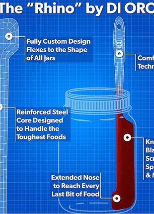 DI ORO Silicone Jar Spatulas for Scraping - Rubber Spatulas Silicone Heat Resistant - Kitchen Spatulas Nonstick Cookware Safe - Silicone Utensil Set for Blenders, Mixing, Baking, & Makeup (5pc, Red)