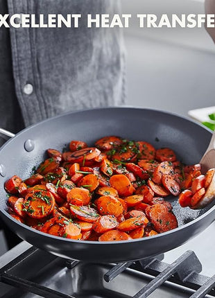 GreenPan Valencia Pro Hard Anodized Healthy Ceramic Nonstick 10" Frying Pan Skillet with Lid, PFAS-Free Cookware, Stainless Steel Handle, Induction Suitable, Dishwasher Safe, Oven Safe, Gray