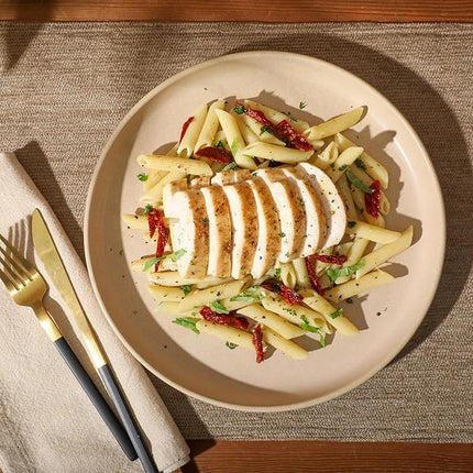 Gibson Elite Pasco 12 Piece (Service for 4) Plates and Bowls Reactive Glaze Dishes Stoneware Ceramic Dinnerware Set - Taupe