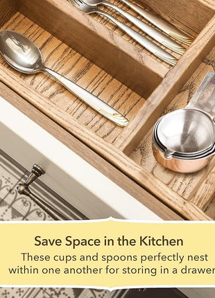 Simply Gourmet Measuring Cups Set of 7, Stackable, 304 Premium Stainless Steel, Kitchen Gadgets for Measure Liquid and Dry Ingredients, Cooking & Baking