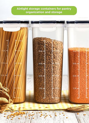 Utopia Kitchen Cereal Containers Storage Set – 4 Pack 4L(135.2 oz) Airtight Food Storage Containers with Lids, BPA-Free Cereal Dispensers for Pantry Organization and Storage (Clear)