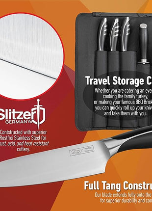 Slitzer Germany 7-Piece Chef's Knife Set, Ergonomically Designed, Professional Grade Chef Knives, Great addition to any kitchen
