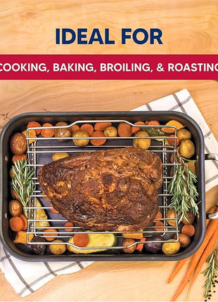 HIC Kitchen Roasting Adjustable Baking Rack, Chrome-Plated Steel, Adjusts to 7 Different Positions, 11.5 x 10.5 x 0.5-Inches