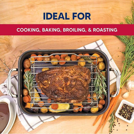 HIC Kitchen Roasting Adjustable Baking Rack, Chrome-Plated Steel, Adjusts to 7 Different Positions, 11.5 x 10.5 x 0.5-Inches