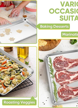 TeamFar Stainless Steel Baking Sheet, 20’’ x 14’’ Large Baking Sheet Pan Bakeware Set Cookie Sheets for Baking, Roasting, Cooking, Non Toxic, Mirror Finish & Dishwasher Safe
