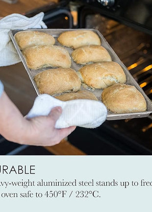 Chicago Metallic Commercial II Traditional Uncoated Large Jelly Roll Pan, perfect for jelly rolls, cookies, pastries, pizza, one-pan meals, roasted vegetables, and more, 16-3/4 by 12-Inch