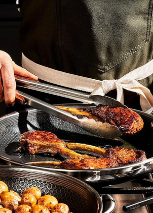 HexClad Hybrid Nonstick 10-Inch Frying Pan, Stay-Cool Handle, Dishwasher-Friendly, Oven-Safe Up to 900°F, Induction Ready, Compatible with All Cooktops