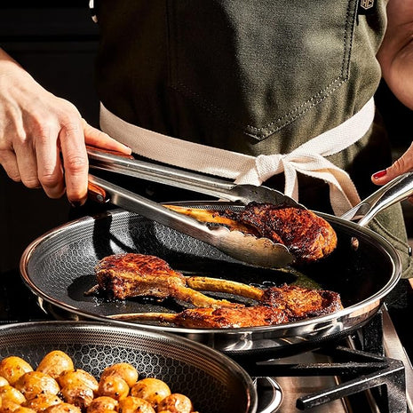 HexClad Hybrid Nonstick 10-Inch Frying Pan, Stay-Cool Handle, Dishwasher-Friendly, Oven-Safe Up to 900°F, Induction Ready, Compatible with All Cooktops