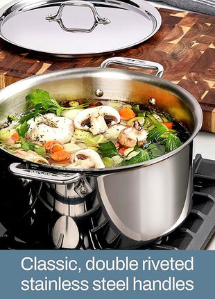 All-Clad D3 3-Ply Stainless Steel Cookware Set – 7-Piece Pots and Pans Set, Induction, Oven Broiler Safe 600F - Includes Frying Pans, Saucepans, Sauté Pan, Stockpot, Professional Cookware – Silver