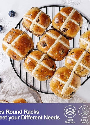 P&P CHEF Round Cooling Rack Set, Round Wire Racks for Cooking Baking, Fit Air Fryer & Oven, Stainless Steel Core with Nonstick Coatings, Black, 2 PCS - 7.5 Inch