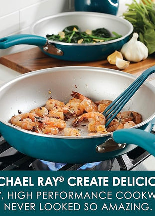 Rachael Ray Create Delicious Nonstick Frying Pan Set / Fry Pan Set / Skillet Set - 9.5 Inch and 11.75 Inch, Blue