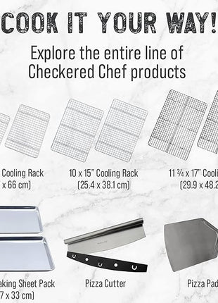 Checkered Chef Cooling Rack for Cooking and Baking - 8” x 11 ¾" Set of 2 Stainless Steel, Oven Safe Grid Wire Cookie Cooling Racks