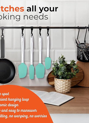 M KITCHEN Silicone Spatula Set - Heat Resistant & BPA Free - 4 Piece Nonstick Rubber Spatulas, Spoonula, Jar Scraper for Cooking, Baking, Mixing, Frosting - Dishwasher Safe Kitchen Utensils