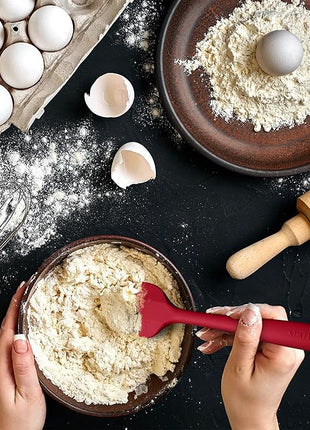 Silicone Spatula 3-piece Set, Ergonomic Handle High Heat-Resistant Spatulas, Non-stick Rubber Spatulas with Stainless Steel Core, Wine Red