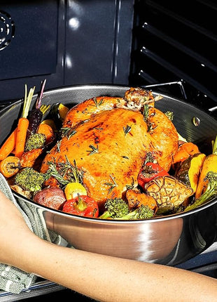 HexClad Hybrid Nonstick 7-Quart Sauté Pan with Tempered Glass Lid, Chicken Fryer, Stay-Cool Handles, Dishwasher-Friendly, Oven-Safe Up to 900°F, Induction Ready, Compatible with All Cooktops