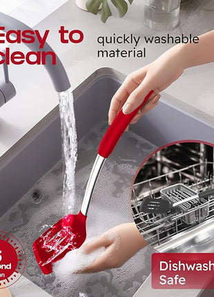 Silicone Spatula Set - Turner Spatulas Silicone Heat Resistant 600°F - Slotted & Solid Spatula for Cooking Fish, Eggs, Pancakes Flipper – Spatulas for kitchen use – Red