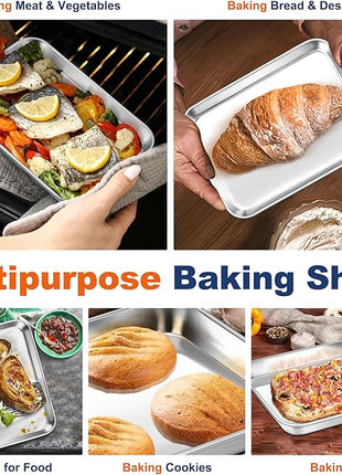 P&P CHEF 9 Inch Baking Cookie Sheet, Oven Pan Tray Stainless Steel Sheet Pan for Kitchen, Oven Bakeware for Multi Uses, Shiny Look & Dishwasher Safe, Healthy & Heavy Duty, 1Pc