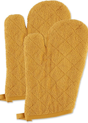DII Basic Terry Collection 100% Cotton Quilted, Oven Mitt, Honey Gold, 2 Piece