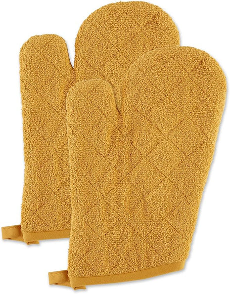 DII Basic Terry Collection 100% Cotton Quilted, Oven Mitt, Honey Gold, 2 Piece