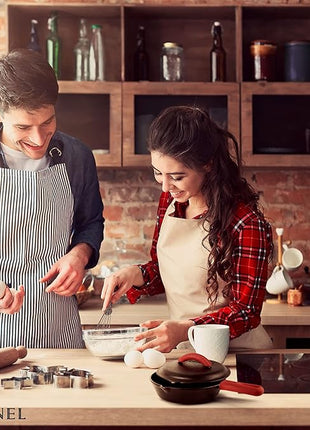 Cuisinel Cast Iron Skillet with Lid - 8"-inch Pre-Seasoned Covered Frying Pan Set + Silicone Handle and Lid Holders + Scraper/Cleaner - Indoor/Outdoor, Oven, Camping Fire, Grill Safe Kitchen Cookware