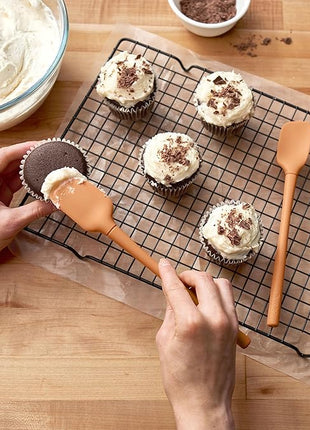 Tovolo Flex-Core All-Silicone Mini Spatula & Spoonula, Kitchen Utensil Set of 2, Heat-Resistant & BPA-Free Silicone Spatula & Spoonula, Safe for Non-Stick Cookware and Dishwasher, Apricot