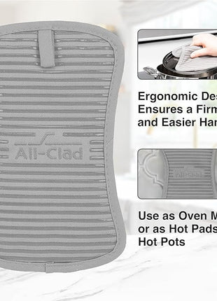 All-Clad Premium Pot Holder & Hot Pad: Heat Resistant to 500 Degrees - 100% Cotton, 10"x6.25" Hot Pad for Kitchen and Barbeque, (1-Pack), Titanium