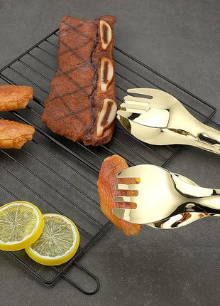 MSY BIGSUNNY Kitchen Tongs Cooking Tong - Stainless Steel Food Serving Tongs Set of 2(Gold, 9 inch)