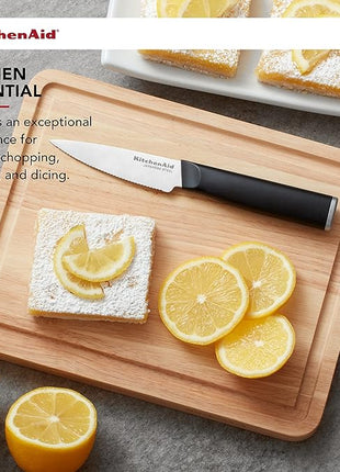 KitchenAid Classic Rubberwood Cutting Board with Perimeter Trench, Reversible Chopping Board, 8-inch x 10-Inch, Natural