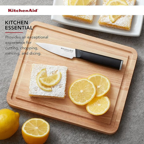 KitchenAid Classic Rubberwood Cutting Board with Perimeter Trench, Reversible Chopping Board, 8-inch x 10-Inch, Natural