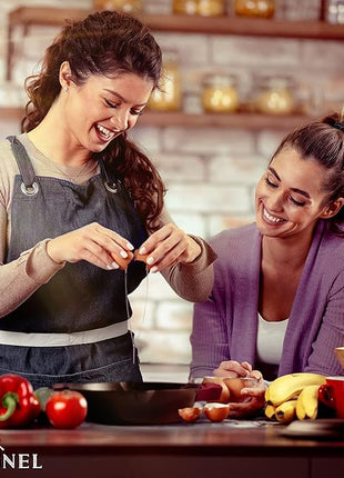 Cast Iron Skillet + Cast Iron Lid Set - 8"+10"+12" Dual Handle Frying Pans + Pan Scraper + Silicone Handle Holder Covers - Pre-Seasoned Indoor/Outdoor, Grill, Stovetop, Induction, Oven Safe Cookware