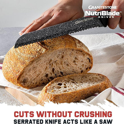 Granitestone Nutriblade Knife Set, High Grade Professional Chef Kitchen Knives Set, Toughened Stainless Steel with Nonstick Mineral Coating, Rubberized Ergonomic Grip, Dishwasher Safe