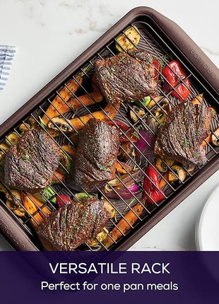 Circulon Nonstick Bakeware Set with Nonstick Bread Pan, Baking Pans, Baking Sheets, Cookie Sheets, Cake Pan and Muffin Pan / Cupcake Pan - 10 Piece, Chocolate Brown