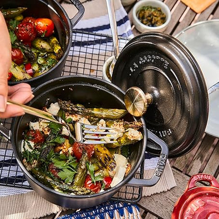 staub La Cocotte Round 40509-480 Pico Cocotte Round Black 6.3 inches (16 cm) Small, Both Handed Casting, Enameled Pot, Induction Compatible, Japanese Authentic Product