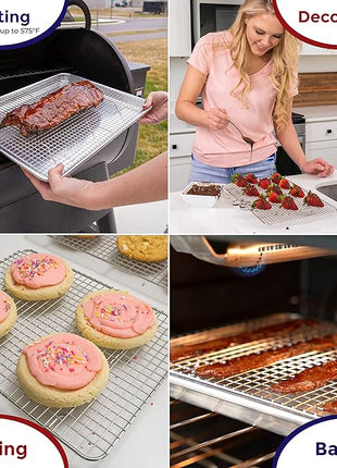 KITCHENATICS Half Sheet Cooling Racks for Cooking and Baking, Stainless Steel Wire Rack for Baking Sheet, Bacon Rack for Oven, Heavy-Duty Wire Cookie Cooling Rack fits Half Sheet Pan, 11.8 x 16.9 IN