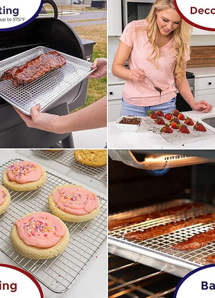 KITCHENATICS Jelly Roll Cooling Rack for Baking, Heavy-Duty Stainless Steel Baking Rack, Oven Safe Rack for Cooking, Food-Safe Bacon Rack, Cookie Cooling Rack Fits Jelly Roll Sheet Pan 10" x15" IN