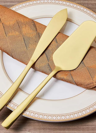 AW BRIDAL Gold Wedding Cake Knife and Server Set, Cake Cutting Set Pie Pastry Servers for Parties Events Bridal Shower Anniversary Engagement Gifts
