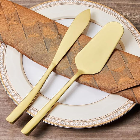 AW BRIDAL Gold Wedding Cake Knife and Server Set, Cake Cutting Set Pie Pastry Servers for Parties Events Bridal Shower Anniversary Engagement Gifts