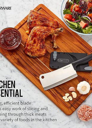 Farberware Edgekeeper 6-Inch Cleaver Knife with Self-Sharpening Blade Cover, High Carbon-Stainless Steel Kitchen Knife with Ergonomic Handle, Razor-Sharp Knife, Black