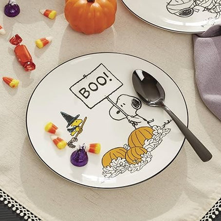 Lenox Dinnerware Set, The Great Pumpkin Accent Plates, Assorted, Set of 4 Porcelain Plates, Halloween Plates, Hand Wash Only, Spooky Salad and Pasta Plate, Halloween Table Decorations (4 Pieces)