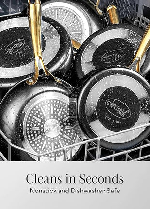 Gotham Steel 15 Pc Ceramic Cookware Set Nonstick, Ceramic Pots and Pans Set Non Stick with Steamer & Cooking Utensils, Non Toxic PFOA PFOS Free, Premium Stay Cool Handles, Oven & Dishwasher Safe