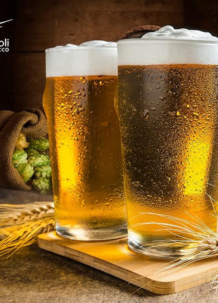 Bormioli Rocco Nonix Set Of 4 20 Oz Pint Glasses | British Pub Style Beer Glasses | Easy Stacking in The Cupboard | Premium Craft Beer Glasses Made In Spain