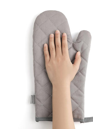 Oven Mitts and Pot Holders 4 pcs Set,High Heat Resistant 500 Degree Extra Thicken Long Kitchen Cotton Oven Glove for Cooking (12 Inch,Grey)