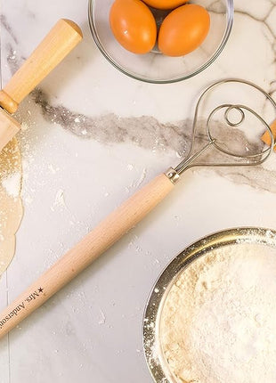 Mrs. Anderson's Baking Dough Whisk 18/8 Stainless Steel Blade, 15-Inches, wood